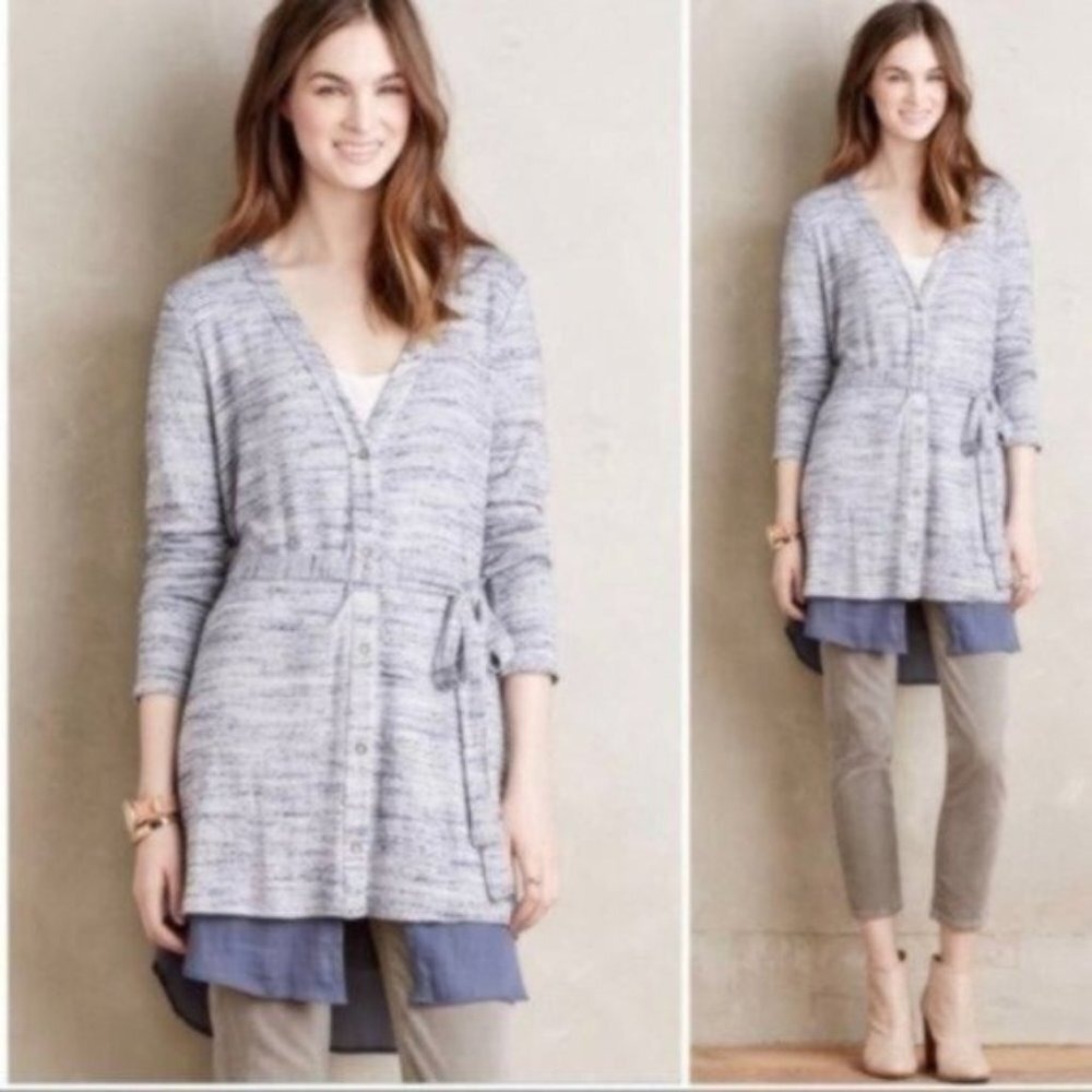 Anthropologie Dolan Nomi Blue Long Cardigan XS Soft heathered V-Neck